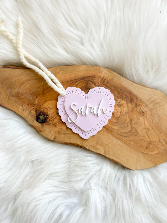 Ruffle Heart Valentine's Name Tag