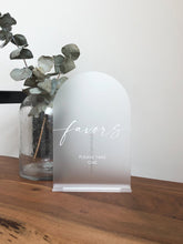 Load image into Gallery viewer, Frosted Acrylic Favour Sign, Wedding Favor Sign, Frosted Acrylic Sign with Stand, Please take a Favor, Wedding Guest Favors, Wedding Signage
